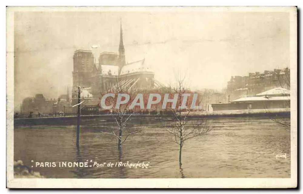 Paris überschwemmt — Brücke des Erzbischofs — ANH - Vorderseite