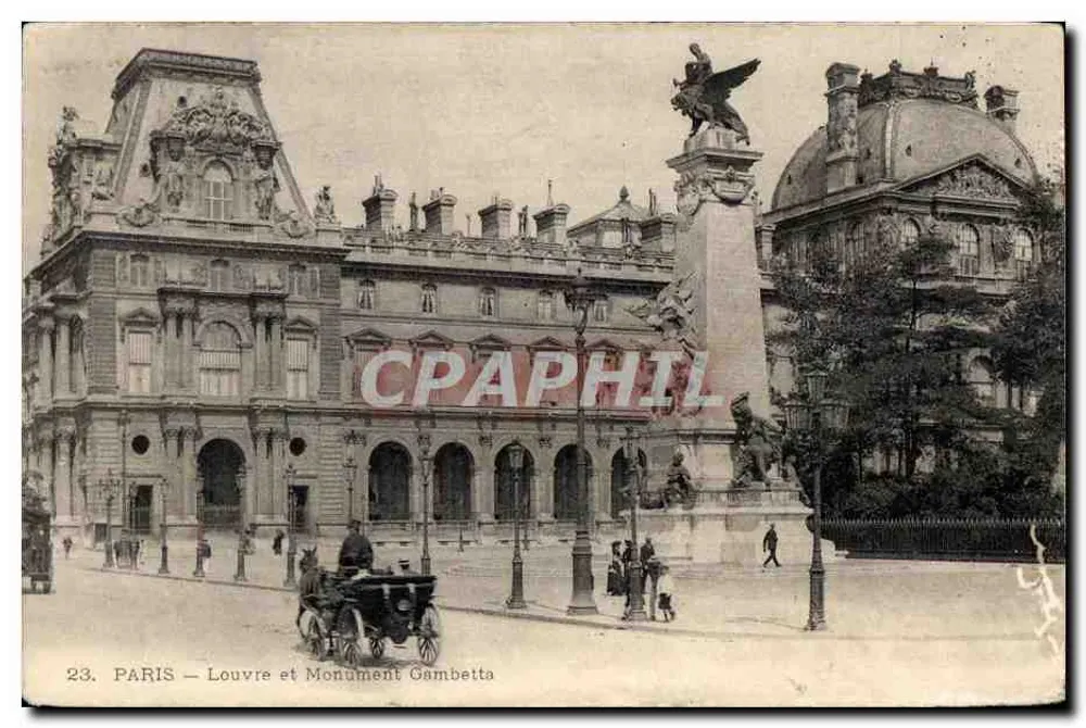 PARIS — Louvre et Monument Gambetta — éditeur : C. P. A. R. P. H. I. L. n°23 - Frente