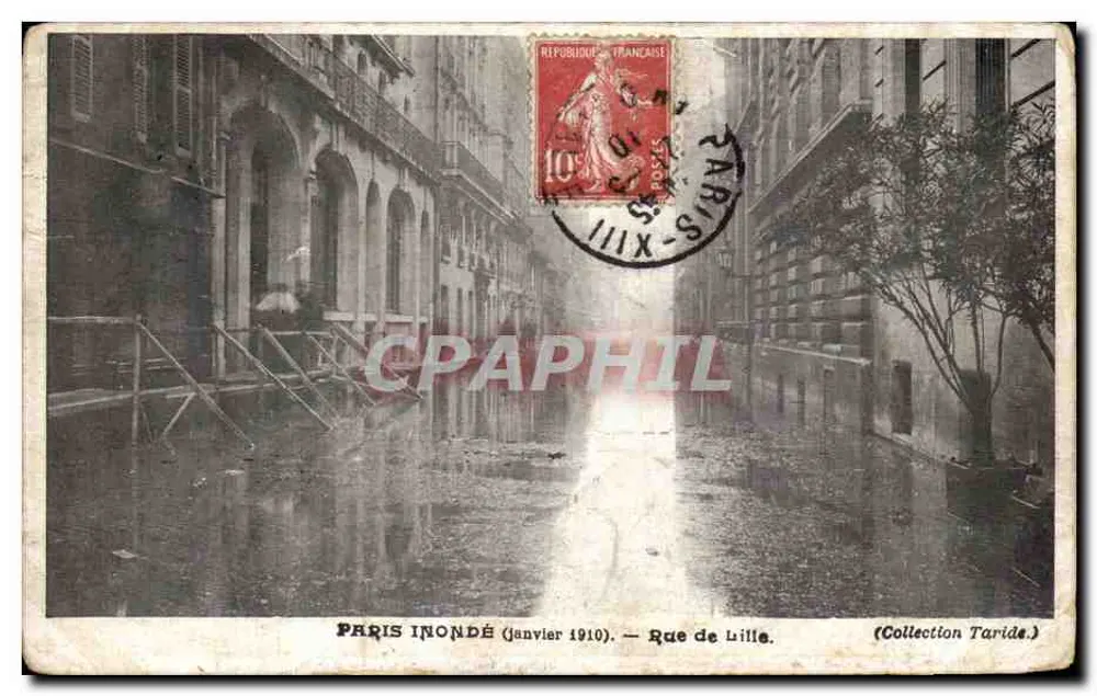 Paris überschwemmt — Januar 1910 — Rue de Lille — Sammlung Taride - Vorderseite