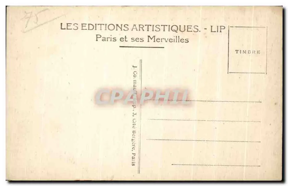 Paris — O Hotel de Cluny — Editor LIP, n°347 - Verso