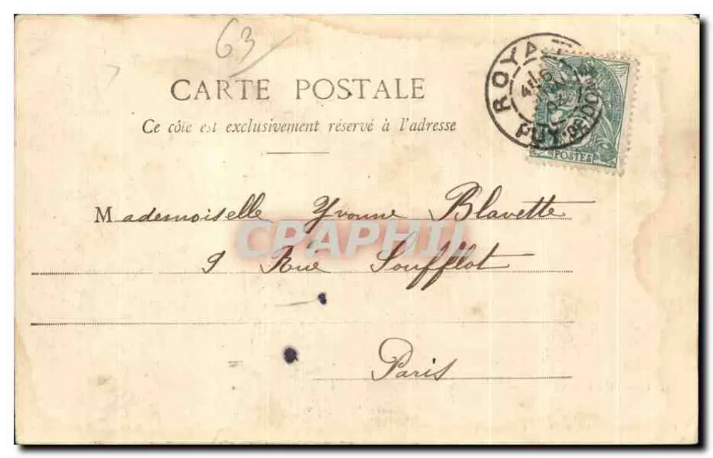 Willa Cascade - Royat - Puy-de-Dôme — Wyd. Bougé Béal, 21 Rue de l'Ecu, Clermont-Ferrand - Rewers
