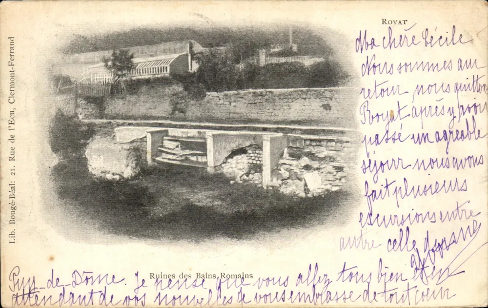 Ruínas dos Banhos Romanos — Royat — Lib. Bougé-Béali, 21, Rue de l'Écu, Clermont-Ferrand - Frente
