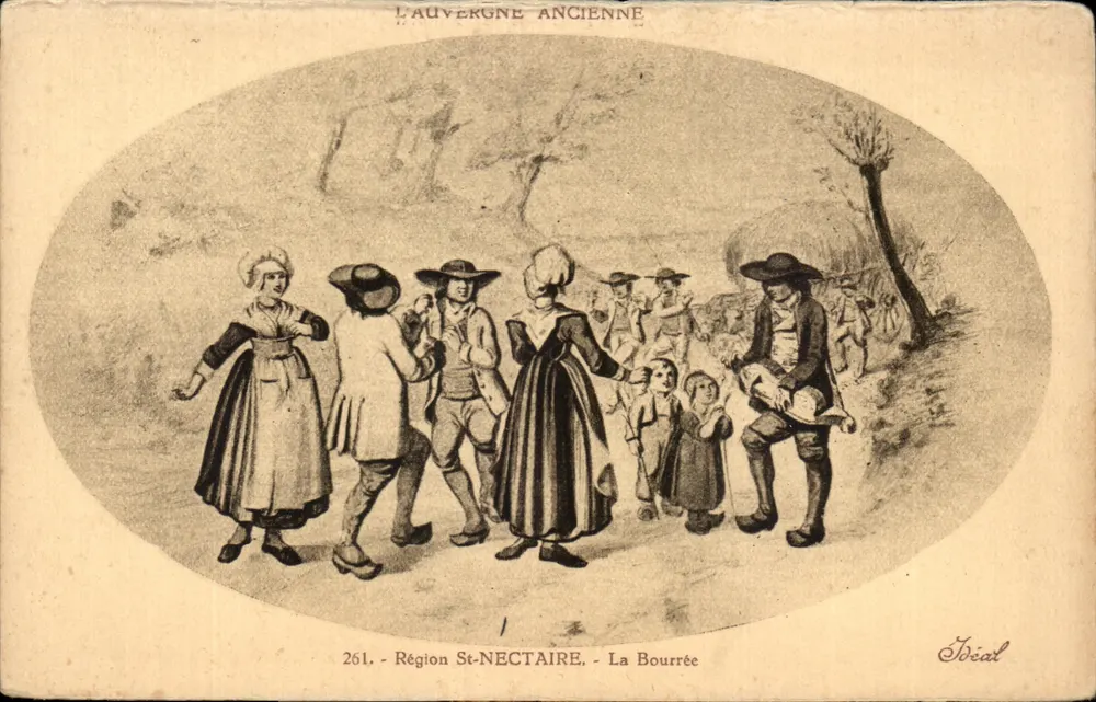 La Bourrée — Danse traditionnelle en Auvergne — Éditeur Idéal, n° 261 - Frente