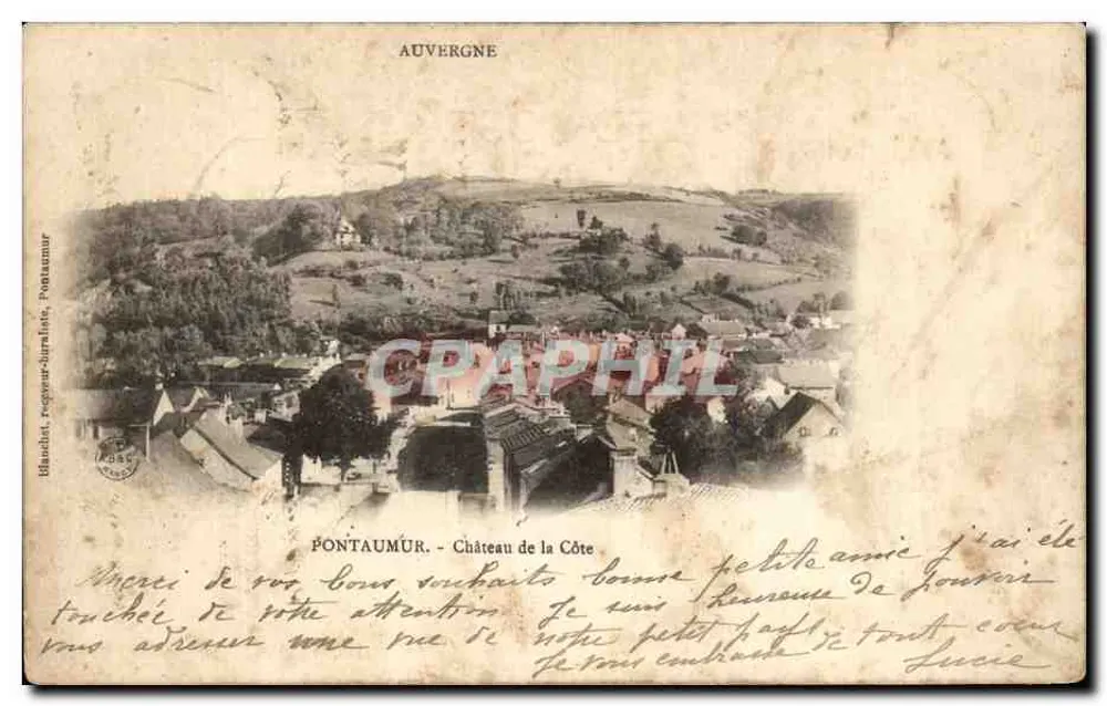 Pontaumur — Château de la Côte — éditeur Blauchet, reçue à Puy-de-Dôme - Vorderseite