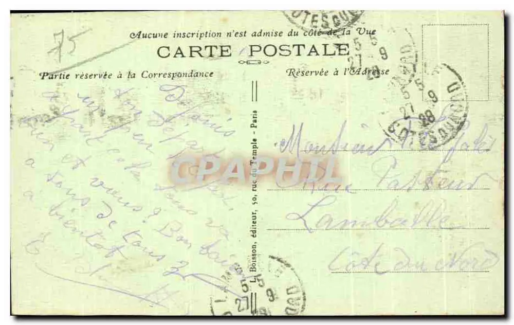 Paris - Igreja de Saint-Germain de Charonne — L. Boisson, editor, n° 182 - Verso