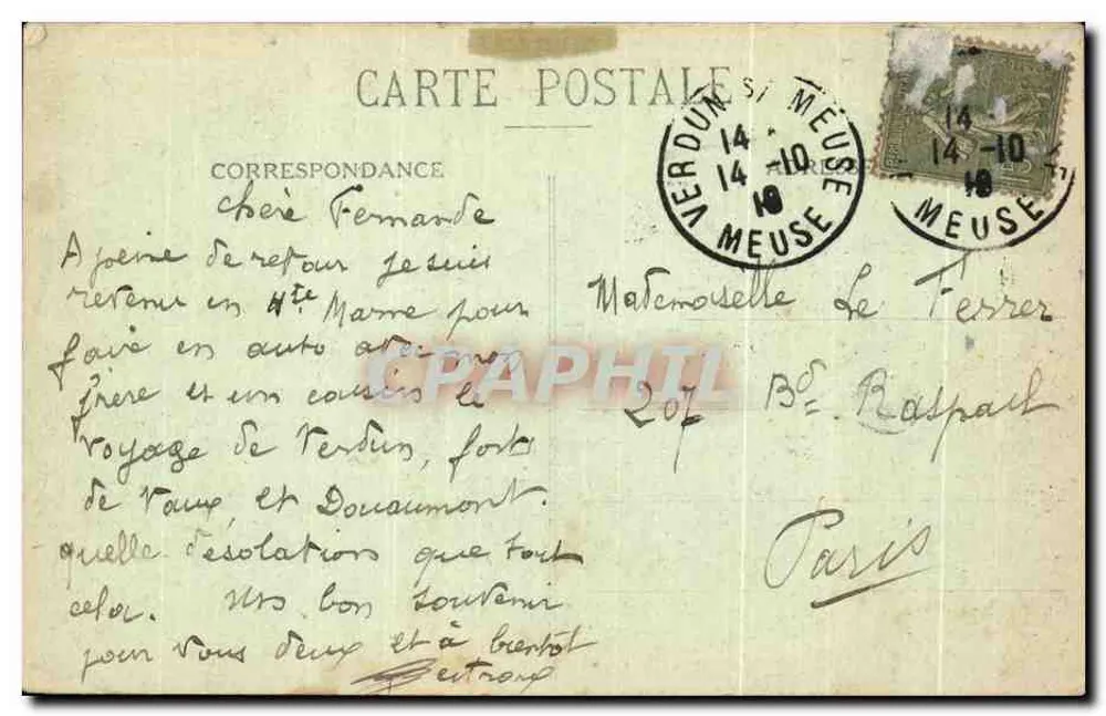 Verdun bombardiert — Charny — Kirche und Ruinen — Verlag M. M. M. Magardes Éditeurs, Verdun - Rückseite
