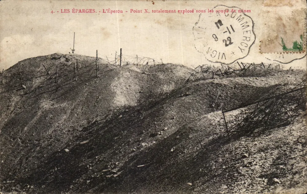 Les Éparges - L'Éperon - Point X, vollständig durch Minenexplosionen zerstört - Vorderseite