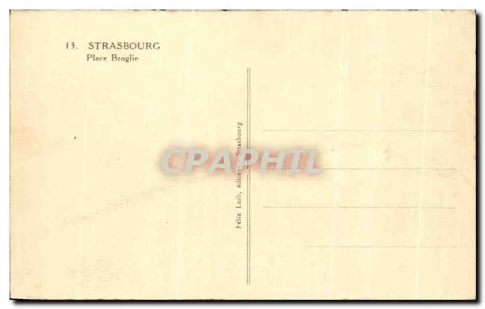Estrasburgo — Praça Broglie — Félix Loub, editor Estrasburgo - Verso