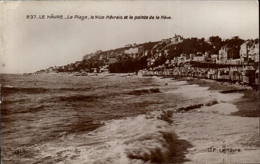Le Havre — Die Strand, der Nice-Hâvrais und die Spitze von la Hève — G.F., Le Havre - Vorderseite