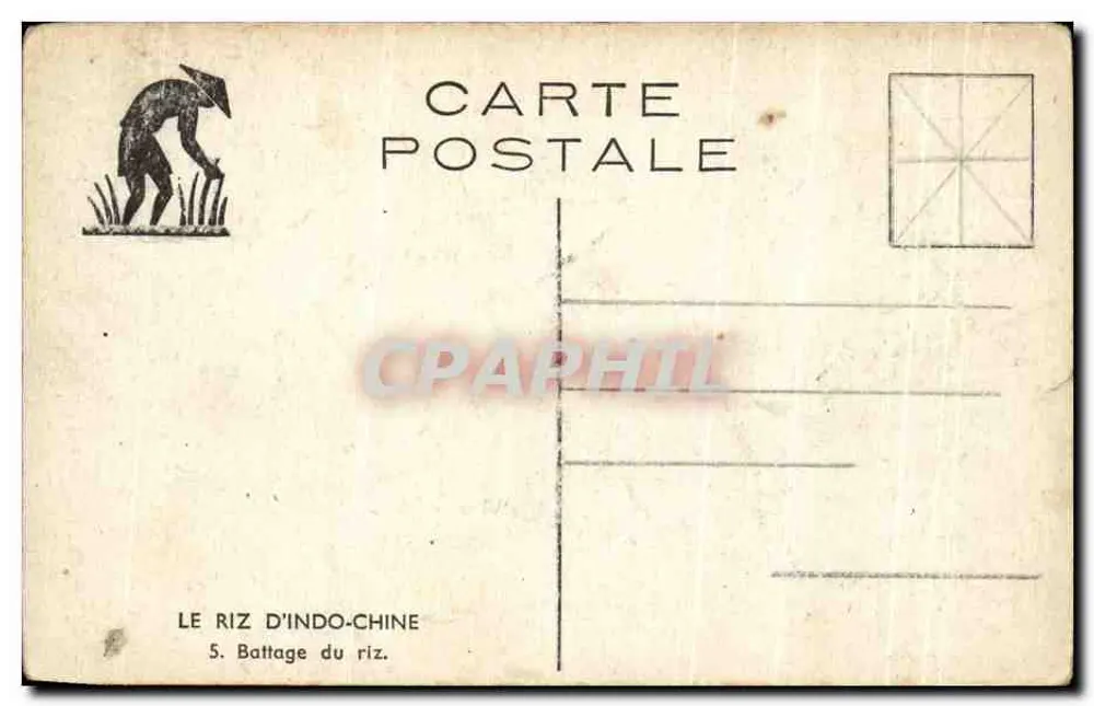 Battage du riz — scène de récolte — éditeur : LE RIZ D'INDO-CHINE, n°5 - Verso