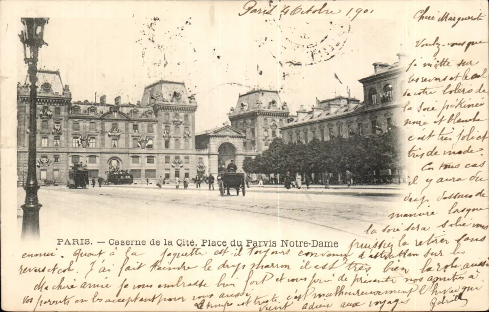 Paris — Caserne de la Cité. Place du Parvis Notre-Dame — unbekannter Verlag, Seriennummer nicht sichtbar - Vorderseite