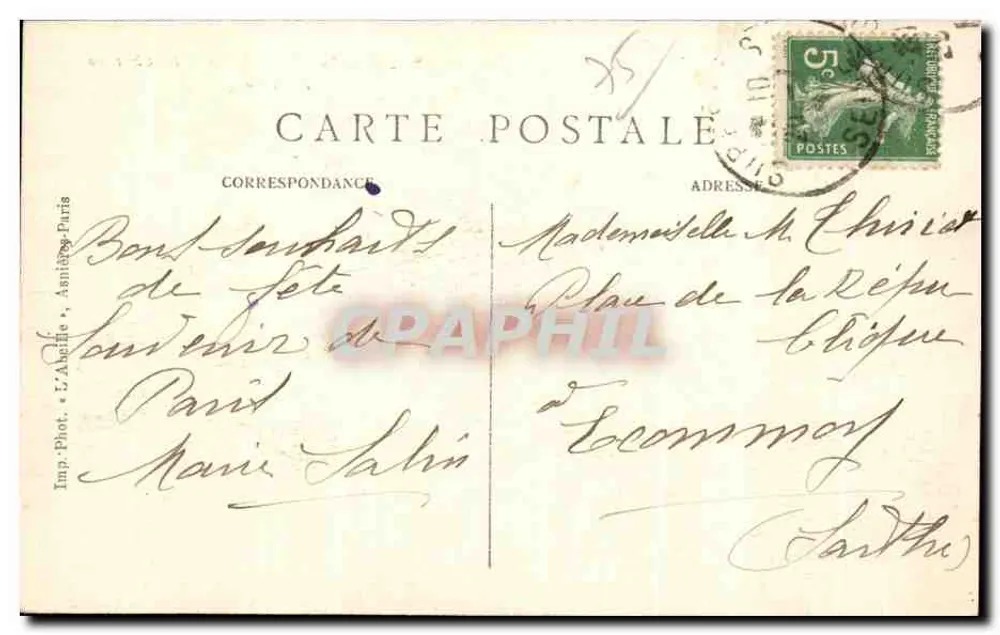 Paris - Bagatelle - O Castelo (lado Sul) — L'Abeille, Asnières - Verso