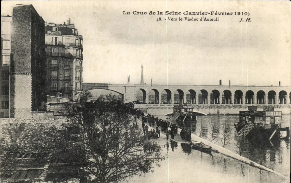 Die Überschwemmung der Seine (Januar-Februar 1910) — Richtung Viadukt von Auteuil — J.H. n°48 - Vorderseite