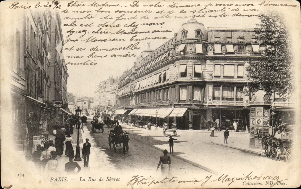 Paris — La Rue de Sèvres — éditeur J. Mazin & Cie, n° 174 - Frente