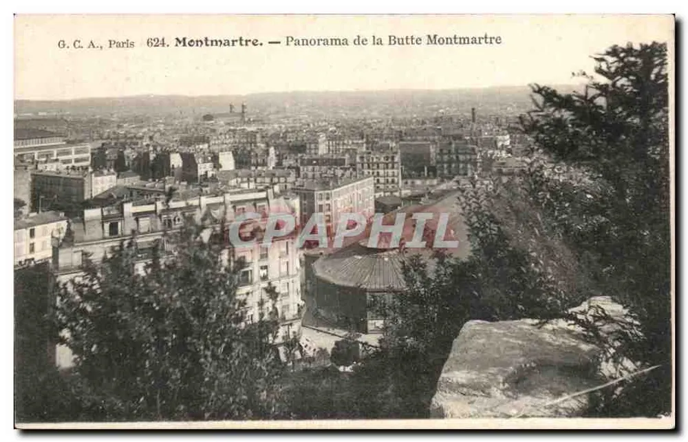 Montmartre — Panorama der Butte Montmartre — G. C. A., Paris 624 - Vorderseite