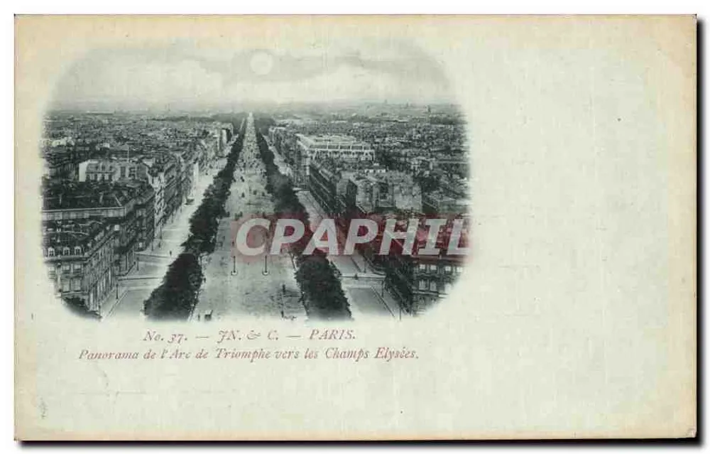 Panorama do Arco do Triunfo em direção aos Campos Elísios — No. 37 — JN & C — PARIS - Frente