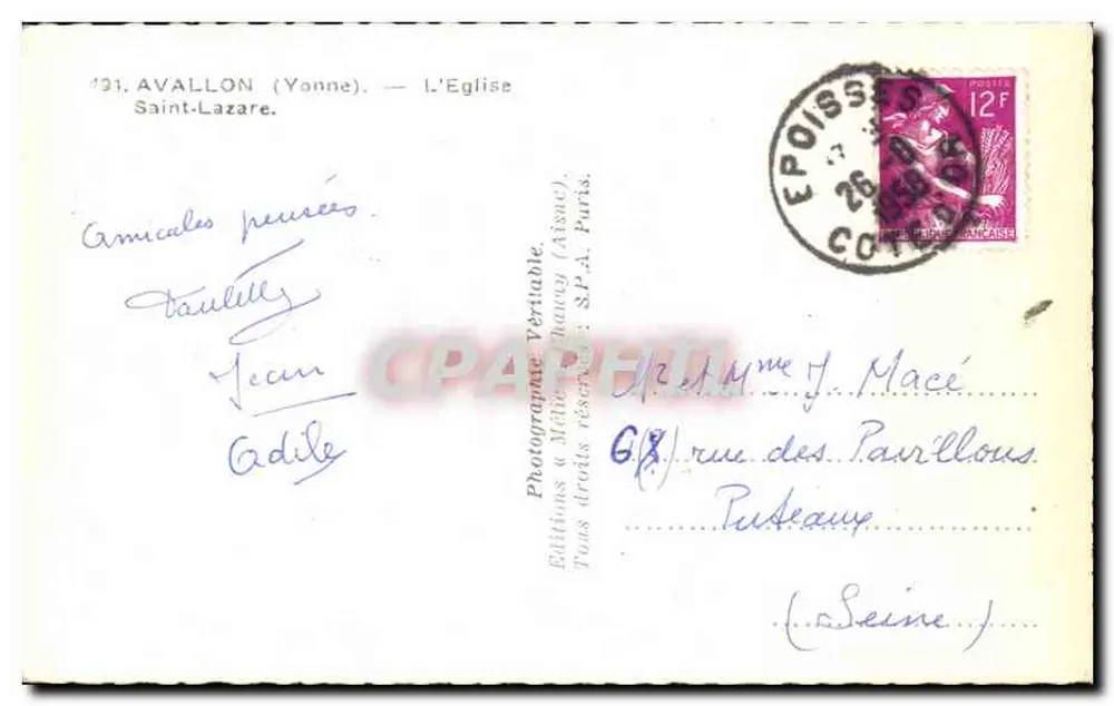 Avallon (Yonne) — La Iglesia de San Lazaro — Ediciones Mélie (París) - Reverso