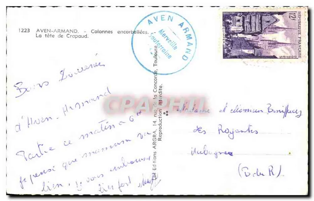 Aven Armand — Eingezogene Säulen — Éditions ARGRA - Rückseite