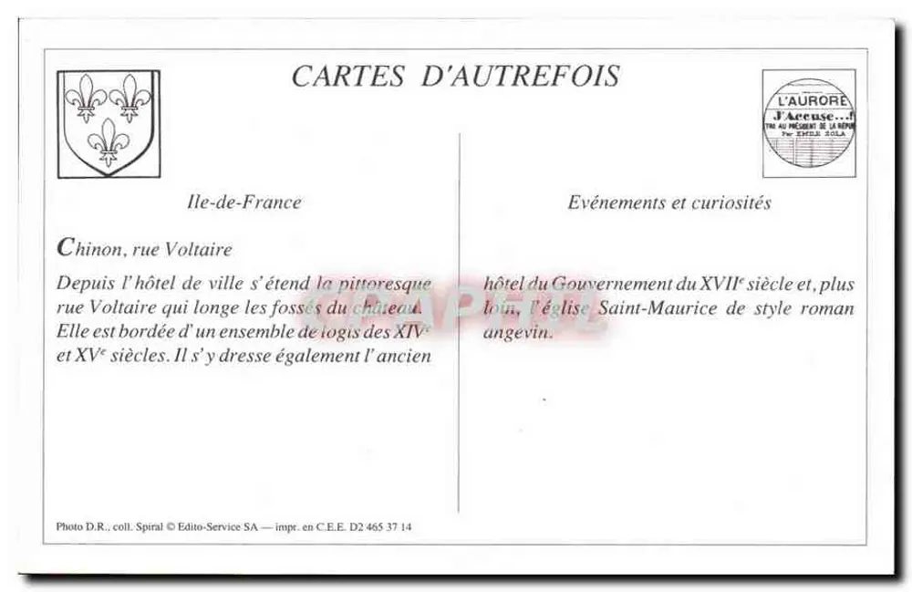 Chinon — Velhas Casas na Rue Voltaire — B. F., Paris - Verso