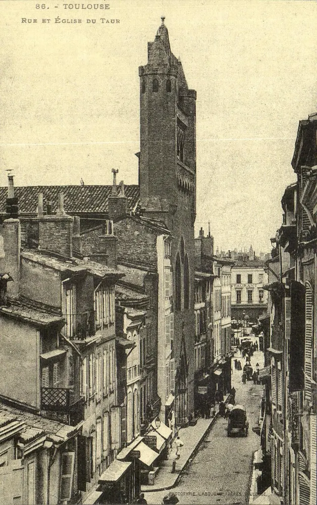 Toulouse - Rua e Igreja do Taur — Fototipia L'Abouch, Toulouse - Frente