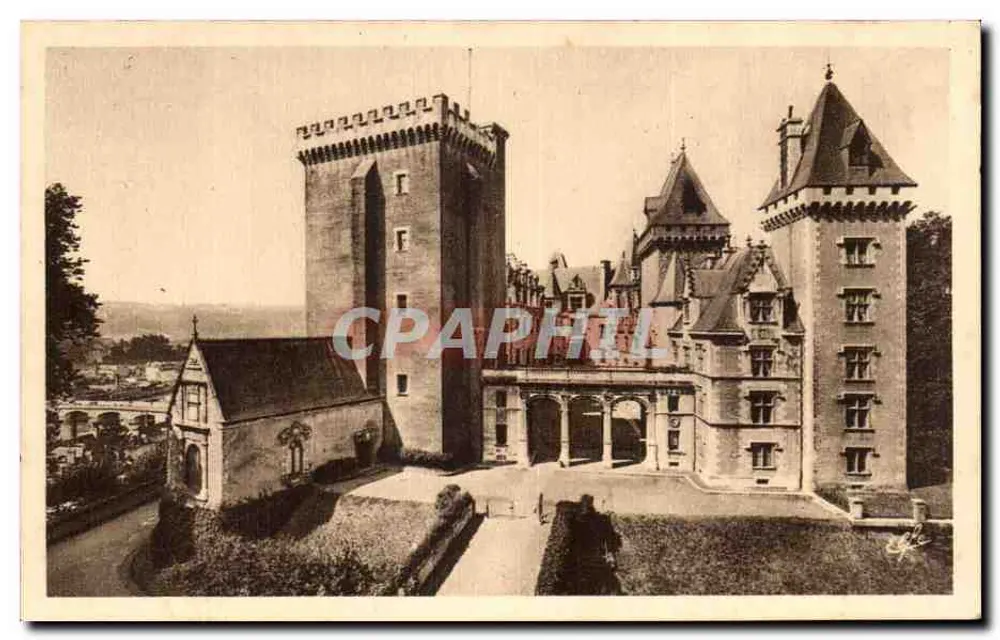 Pau - Castelo de Henrique IV — Torre de Vigia e Entrada — Héliogravure Labouchère - Toulouse - Frente