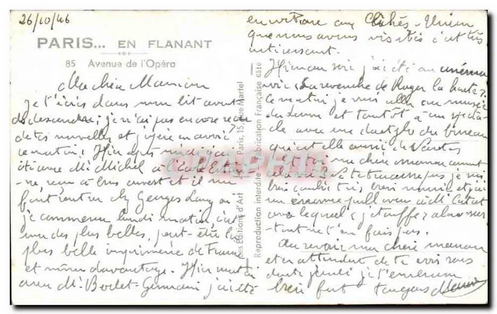 Paris — Avenue de l'Opéra — vista em direção ao Opéra Garnier — editor J. JEN - Verso