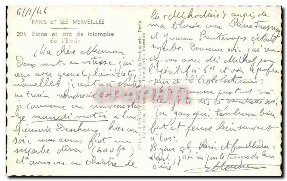 Arc de Triomphe — Paris — Éditions de l'Art Guy - Rückseite