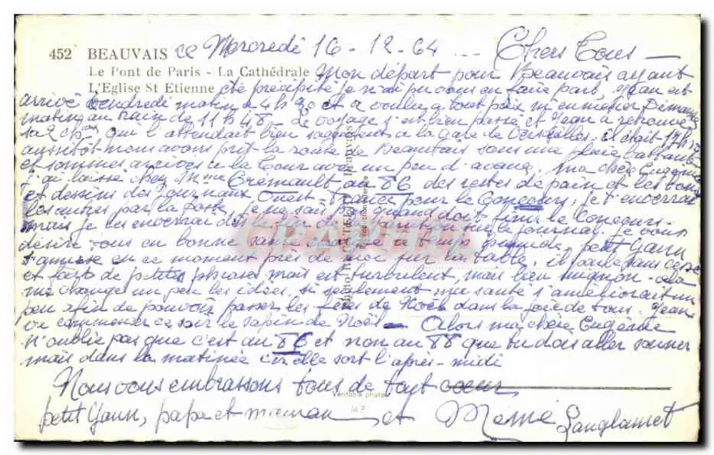Beauvais — Die Kathedrale — Unbekannter Verlag, Nr. 452 - Rückseite