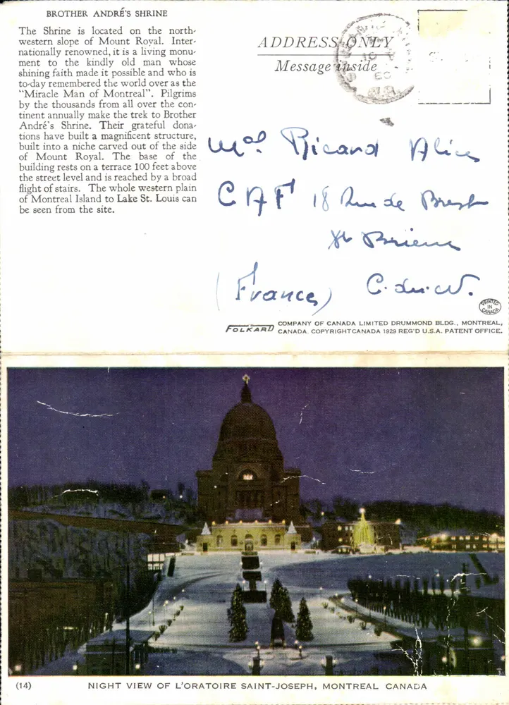 Nacht am Oratorium Saint-Joseph — Mount Royal — Folcard Company of Canada Limited - Vorderseite