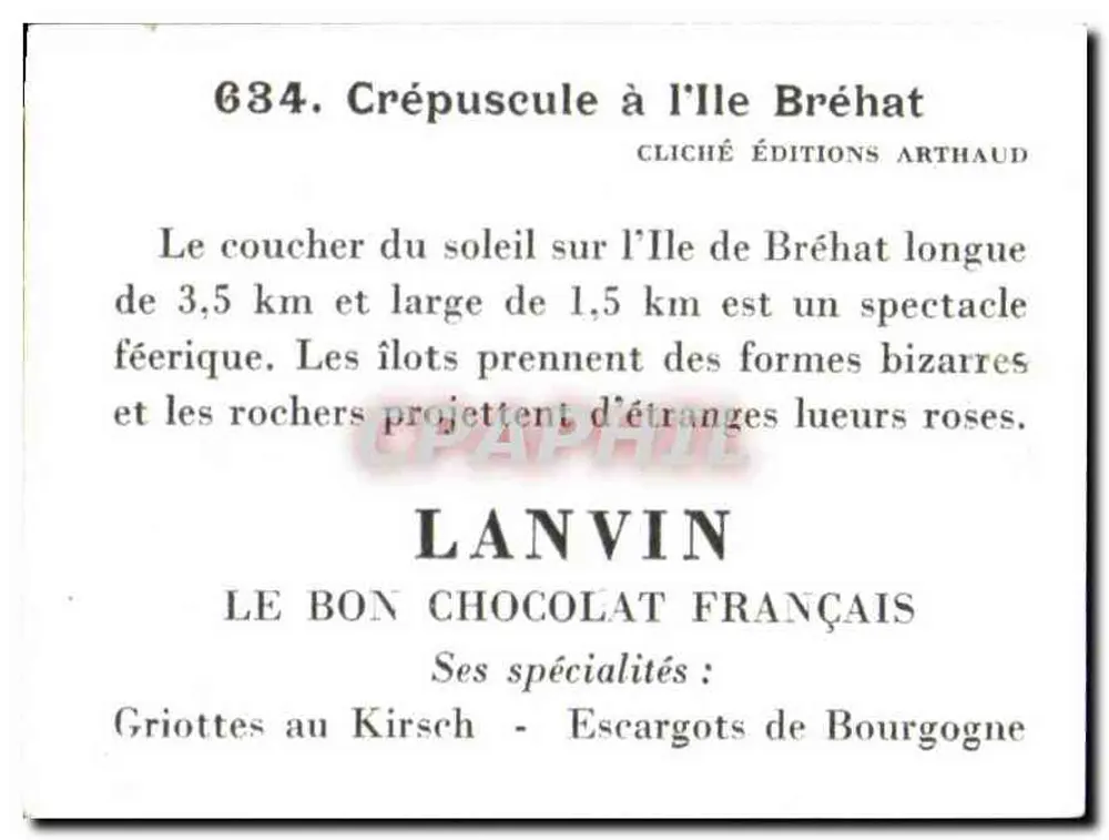 Crepúsculo na Ilha de Bréhat — Album « A França em Imagens » 5ª série — Chocolate Lanvin Dijon - Verso