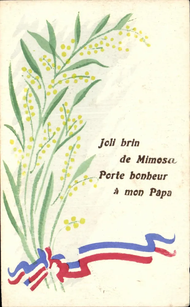 Büschel Mimosen — Weihnachtskarte 1915 — Verleger nicht sichtbar - Vorderseite