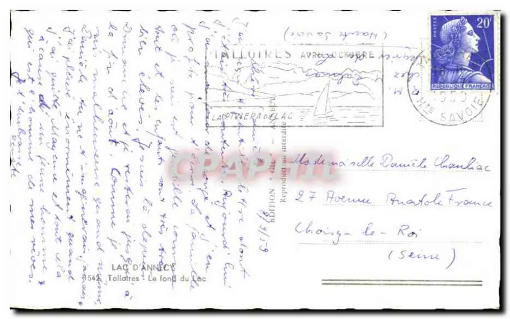 See Annecy — Panoramablick — Ausgabe C.P.A.P.H.I.L. Nr. 544 - Rückseite