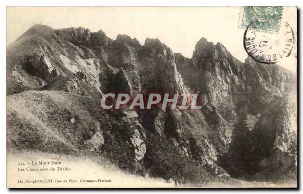Mont Dore — As Chaminés do Diabo — Lib. Bougé-Béal, 21, Rue de l'Écu, Clermont-Ferrand - Frente