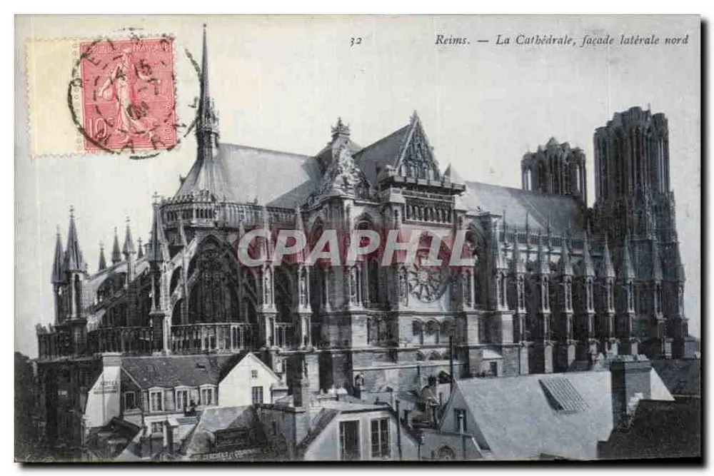 Reims — Die Kathedrale, nördliche Seitenfassade — n° 32 - Vorderseite