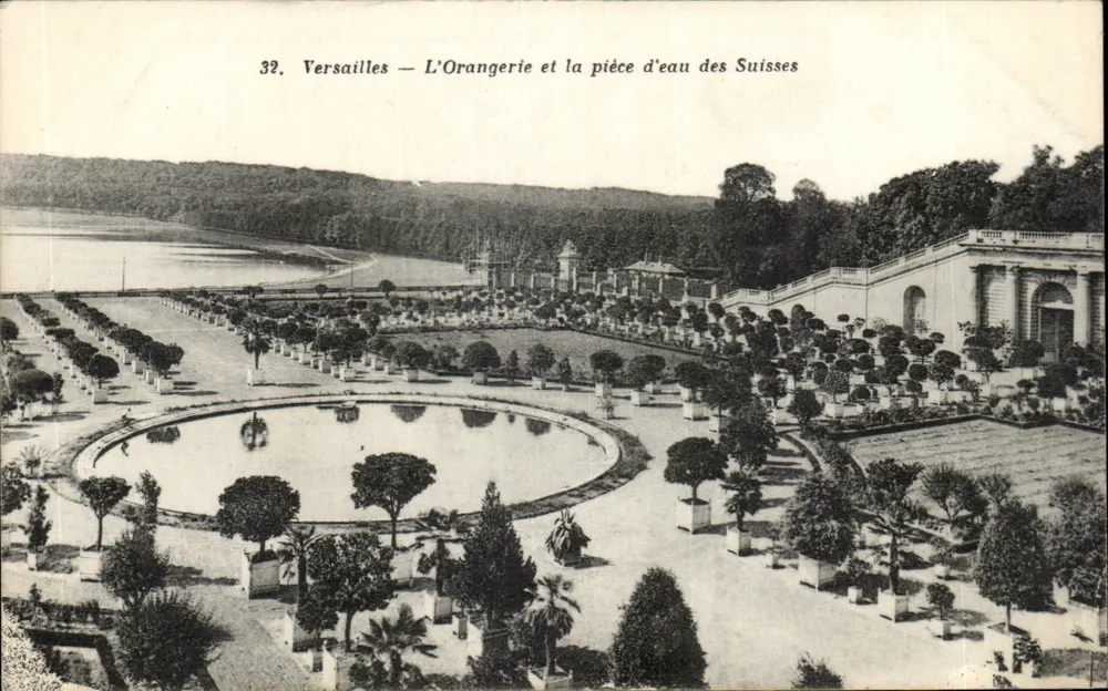 Versailles — Die Orangerie und das Wasserbecken der Schweizer — Héliotypie A. Bourdiller - Vorderseite