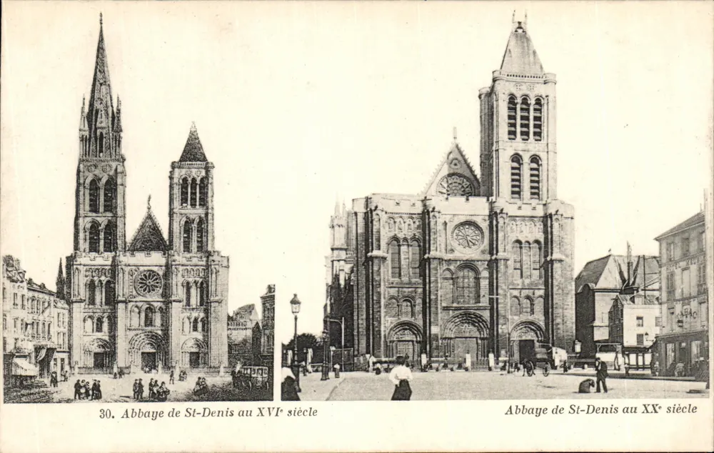 Abadia de St-Denis — comparação séculos XVII e XX — Editor F. POCYDEWAT, Paris - Frente
