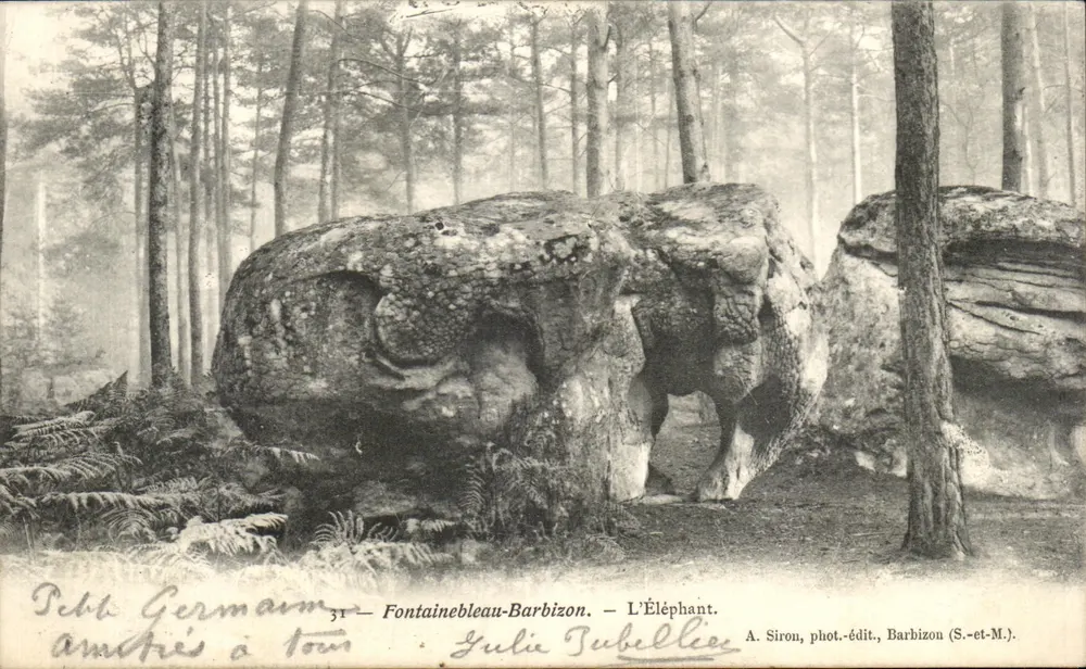 Fontainebleau-Barbizon — O Elefante — A. Siron, fot.-edit., Barbizon (S.-et-M.) - Frente