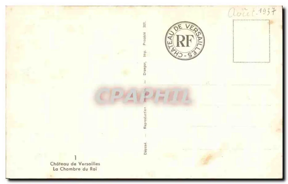 Castelo de Versalhes — A Sala do Rei — Imp. Draeger, 301 - Verso