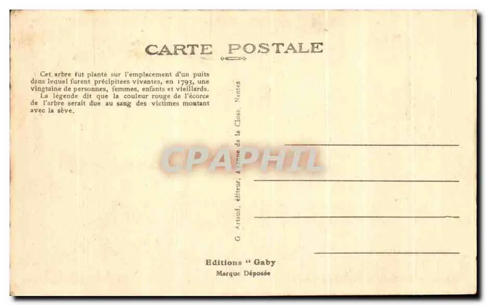 Clisson (L.-Inf.) — Der Baum der Vendéer, genannt 'der blutende Baum' — Gaby - Rückseite