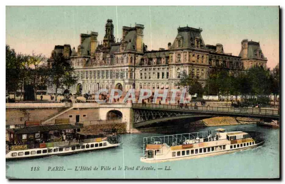 PARIS — Rathaus und Pont d'Arcole — LL - Vorderseite