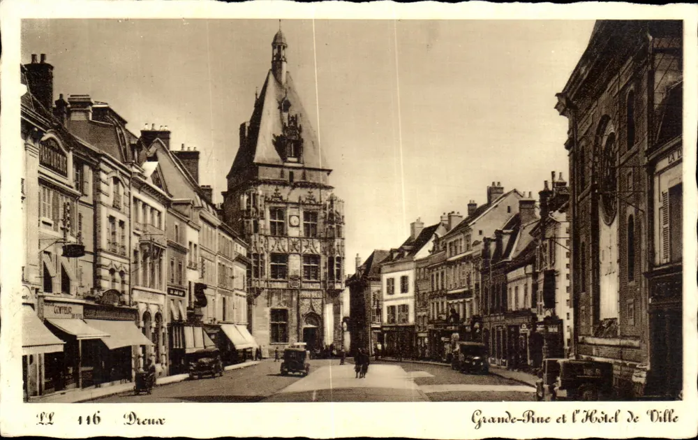 Dreux — Grande-Rue und das Rathaus — LL 146 - Vorderseite