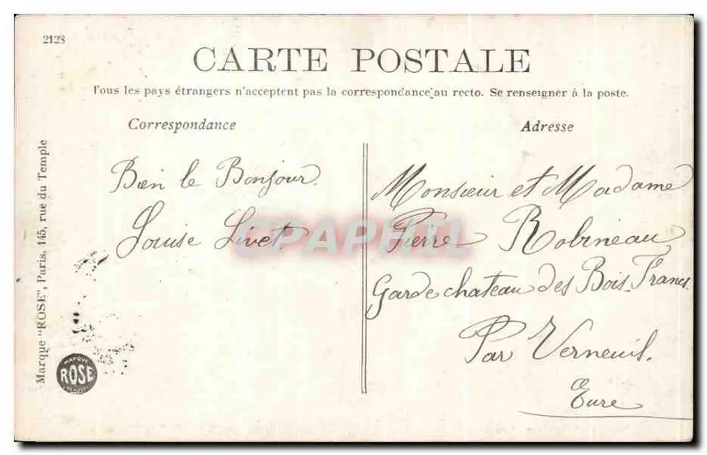 Dreux (Eure-et-Loir) — Sparkasse (Renaissance-Stil) — Verlag Rose, Nr. 7 - Rückseite