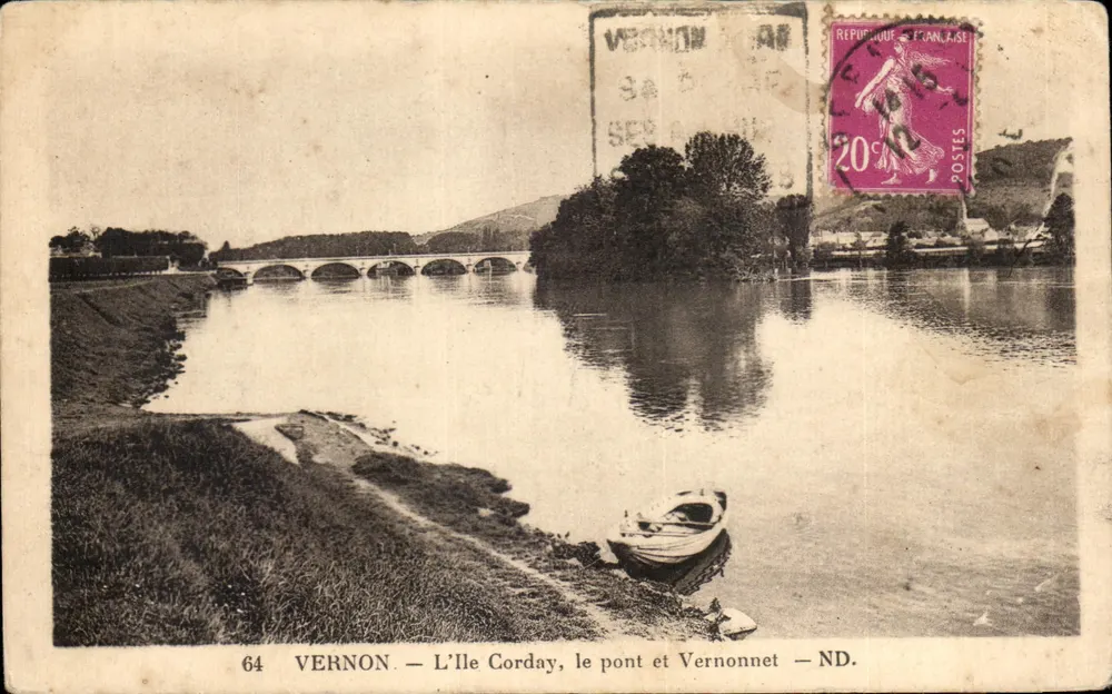 Vernon — L'Île Corday, le pont et Vernonnet — éditeur VERNON — n° 64 - Vorderseite