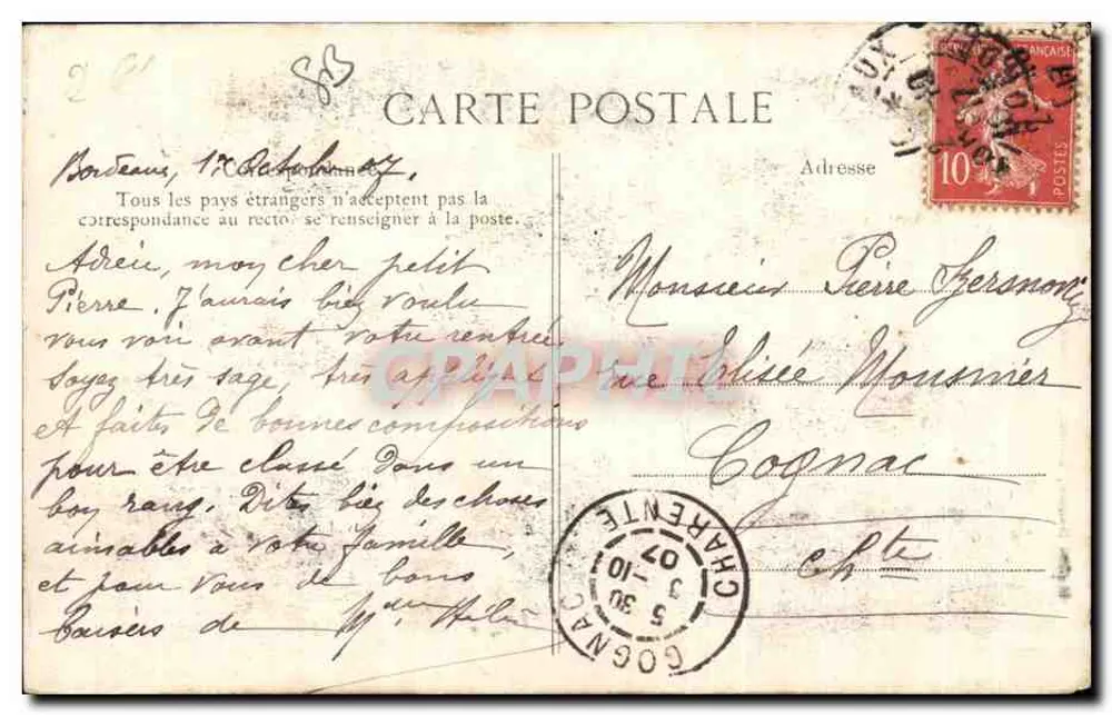 Bordeaux — vista decorativa com pássaros e vignettes — Marcel Delboy, Editor, Bordeaux - Verso