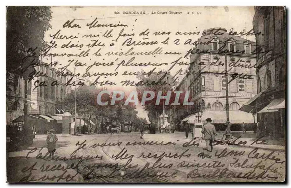 Bordeaux — O Cours Tourny — editor anônimo, n° 606 - Frente