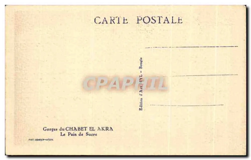 Gorges du Chabet El Akra — Le Pain de Sucre — Kunstausgabe NYL - Bongie - Rückseite
