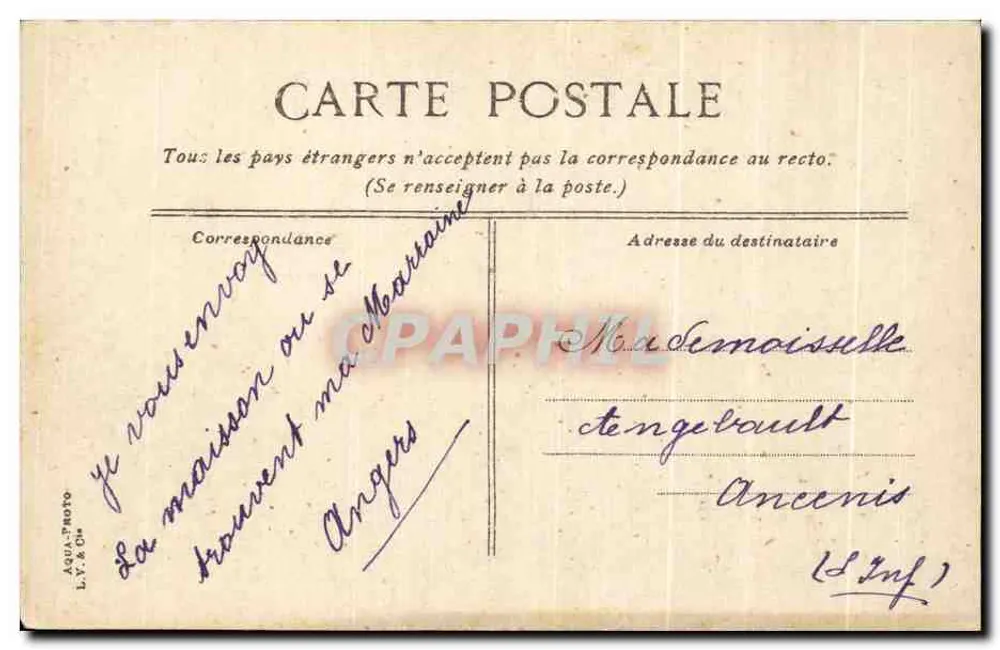 Angers - O Grande Círculo — editor L.V. ROC, n° 275 - Verso