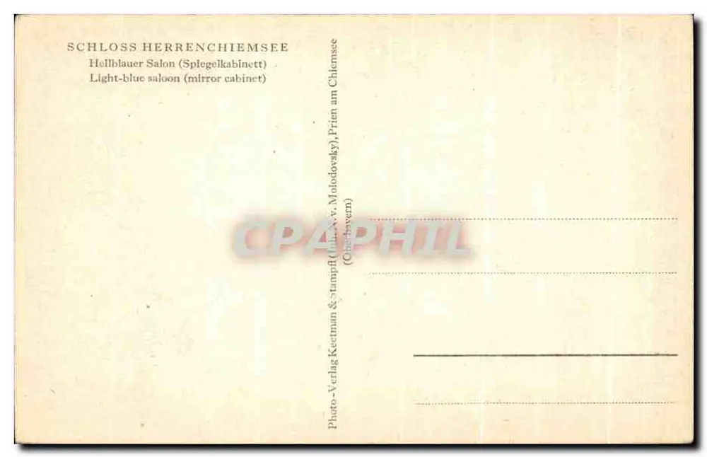 Spiegelsalon — Schloss Herrenchiemsee — Photo-Verlag Keereman & Stampf (Obs. Bayern) - Rückseite