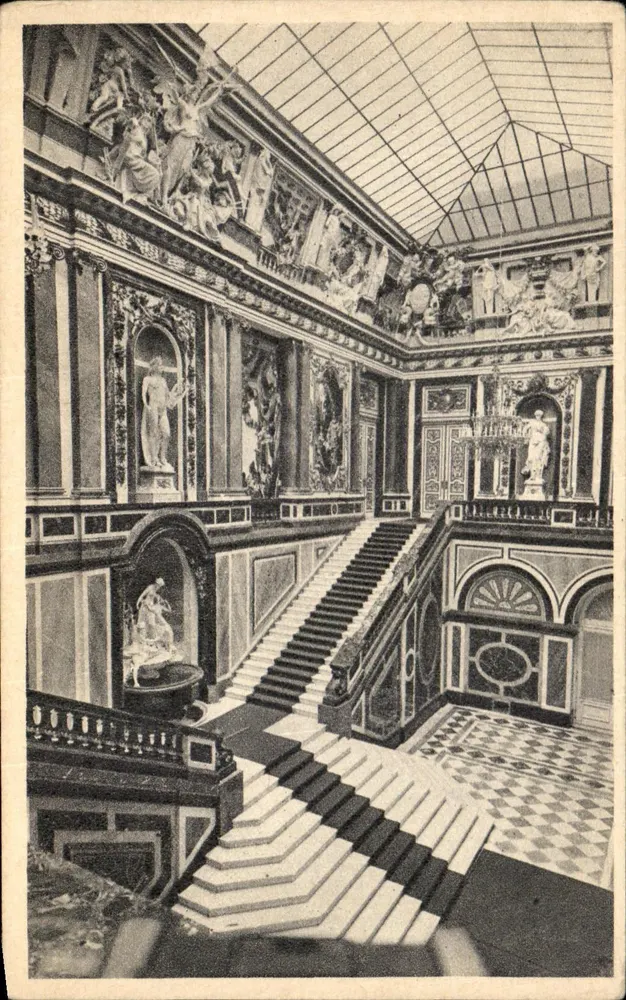 Schloss Herrenchiemsee — Treppenhaus — Photo-Verlag Keertman & Stampf (Nev. Molodovský, Fränkisch-Molodovský, Oberbayern) - Vorderseite
