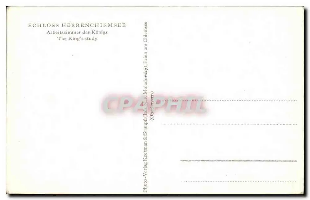 Schloss Herrenchiemsee — Königszimmer — Photo-Verlag Keerman & Stampf (Obervieyern) - Rückseite